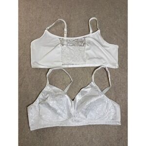 2 Bras Playtex 18 Hour Wireless 42C‎ & Lace Bralette White Floral